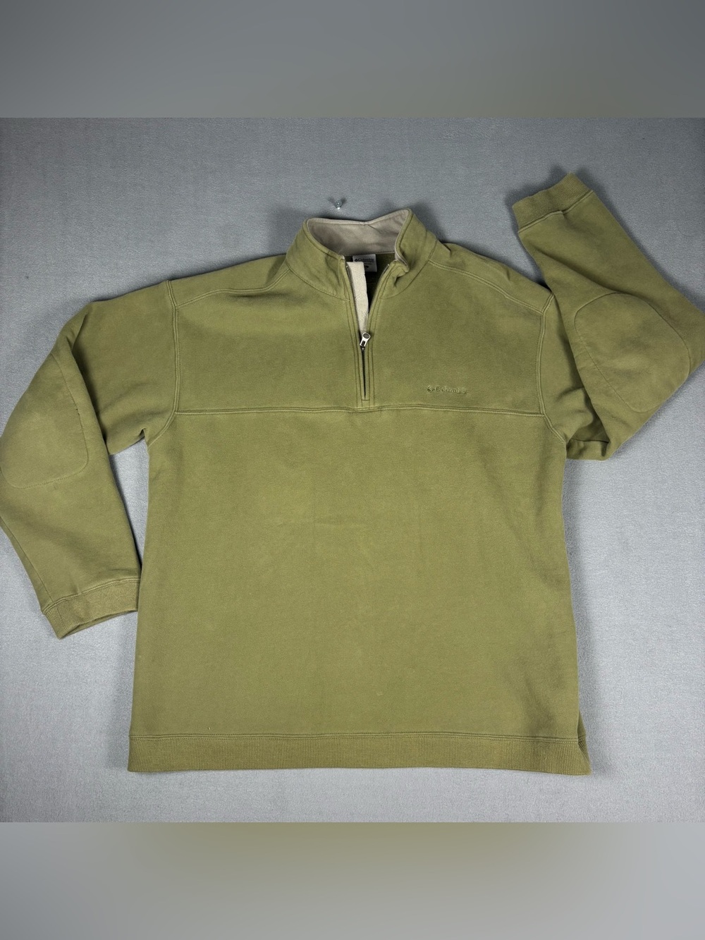 Columbia Sweater Adult XL Green 1/4 Zip Mock Neck Long Sleeve Casual Mens